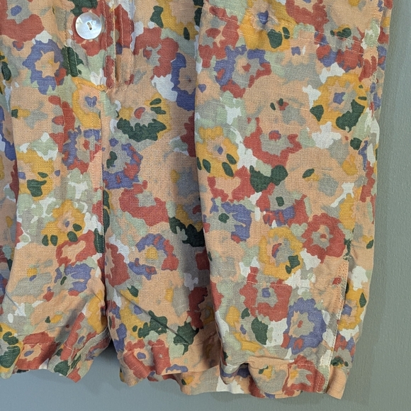 RVCA Women's Linen Blend Floral Hippie Shorts Blossom Romper Pockets - Picture 3 of 13